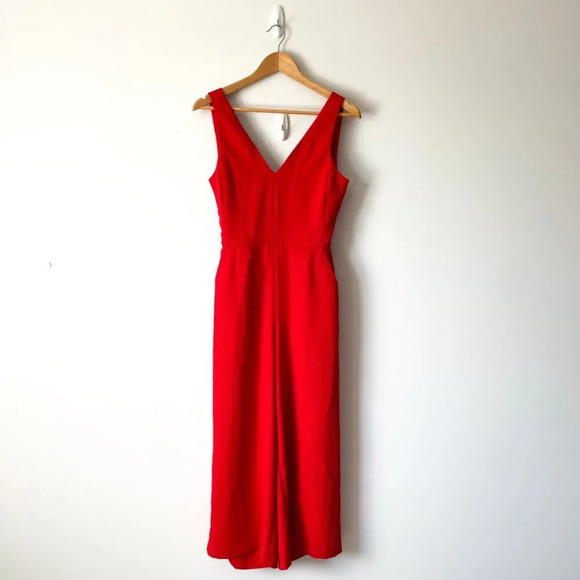 Aritzia Wilfred Ecoulement Jumpsuit V Neck Tie Back Red Size 2 - Picture 4 of 8